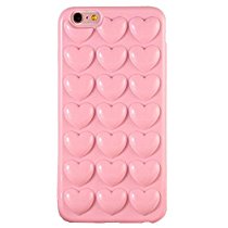 Cute iPhone 7 Plus Case, GIZEE Sweet Adorable 3D Stereoscopic Heart Shaped Shockproof Soft TPU Phone Case Cover & Skin for iPhone 7 Plus (Pink)